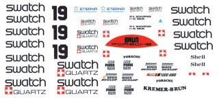 19 Swatch Porsche 956 962 1 32nd Scale Slot Car Decals