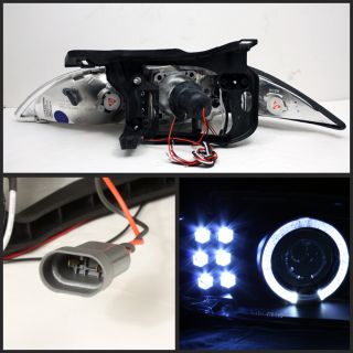 95 99 Chevy Cavalier Dual Halo Projector LED Black Headlights Slim 6000K HID Kit