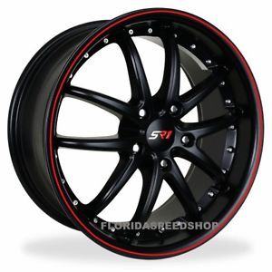 Ultra Deep Lip SR1 Spyder Satin Matte Black Corvette Wheels C6 C5 Red Lip
