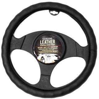 Steering Wheel Cover Genuine Leather Black High Grade Easy Car SUV Truck Van