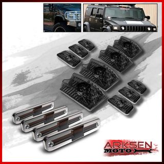 Smoked 03 09 Hummer H2 10 Pieces Roof Head Lights Side Marker Lamp Covers Set