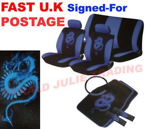 13pc Blue Dragon Car Seat Harness Cover Set Covers Mats