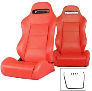 1 Pair Red PVC Leather Racing Seats Reclinable All Nissan Sliders
