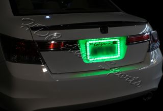 Universal 12V 54 Green LED Lighting Acrylic Plastic License Plate Cover Frame