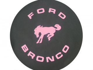 Sparecover® Brawny Series Ford Bronco Hot Pink on Black Denim Vinyl Tire Cover