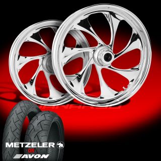 Drifter Chrome Front and Rear Wheels and Tires for 2007 13 Harley Fat Boy
