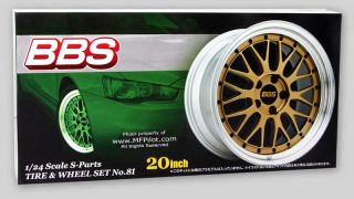 Gold BBs Wheels Pirelli P7000 Tires Set 1 24 Aoshima 49556 