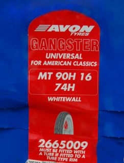 2 90 16" Whitewall Tires Avon Gangster Front Rear Wheels Fit Harley FL Fatboy