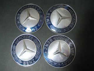 Blue Mercedes Benz Wheel Center Caps Sticker 75mm
