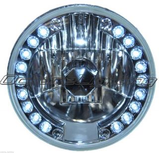 7" Halogen Motorcycle White LED Halo H4 Light Bulb Crystal Headlight Fits Harley
