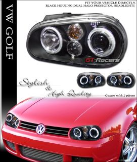 Blk DRL Halo Rims Projector Head Lights Lamps Signal 1999 2004 VW Golf GTI MK4