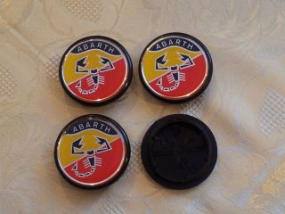 Alloy Wheels Centre Caps Abarth Cromodora Fiat Lancia Red Yellow 55mm Tuning