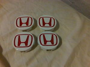Honda JDM White Red H Center Cap Engraved Wheel Rims 59mm Brand New Hot