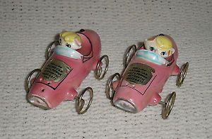 RARE Vintage Maserati Cars on Wheels Salt Pepper Shakers by Parksmith Corp