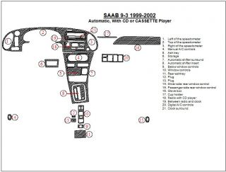 Saab 9 3 9 3 93 Interior Burl Wood Dash Trim Kit Set 1999 99 2000 2001 2002 02