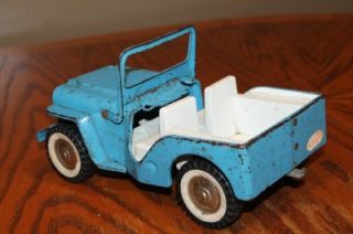 Vtg Tonka Blue Steel Jeep c1960s Convertible Toy Truck for Parts or Restoration