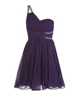 Purple Embellished Cut Out One Shoulder Prom Dress