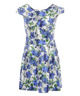 Lovedrobe Blue Floral Print Zip Dress