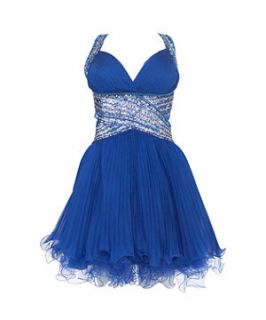 Forever Unique Blue Embellished Short Prom Dress