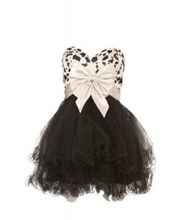 Forever Unique Monochrome Strapless Bow Short Prom Dress