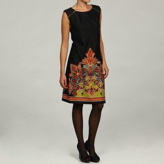 Emma & Michele Women's Black Abstract Print Dress Emma & Michele Casual Dresses