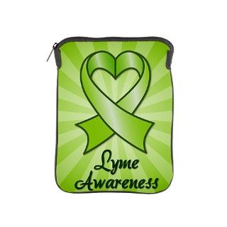 Lyme Disease Awareness Heart Ribbon iPad Sleeve by MightyNiceStuff