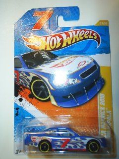 2011 Hot Wheels NASCAR DANICA PATRICK 2010 CHEVY IMPALA HW PREMIERE 37 of 50, #37 blue white flames with hot wheels logo and racing number 7 Toys & Games