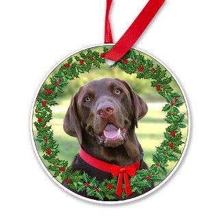 Chocolate Lab Christmas Ornament (Round) by Admin_CP4434552