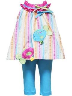 Rare Editions Girls Fish Seersucker Spring / Summer Dress Outfit Set , Turquoise , 6 Clothing