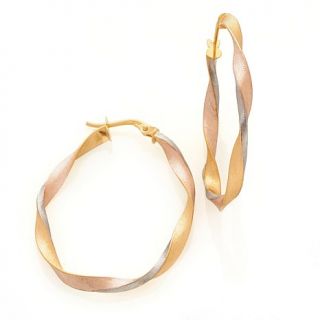 Michael Anthony Jewelry® 10K Tri Color Twisted Oval Hoop Earrings