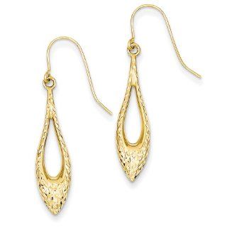 14k Yellow Gold Diamond Cut Fancy Hollow Dangle Earrings Vishal Jewelry Jewelry