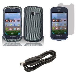 Samsung Galaxy Centura S738C   (Straight Talk, Net10, Tracfone)   Accessory Combo Kit   Carbon Fiber Design Shield Case + Atom LED Keychain Light + Screen Protector + Micro USB Cable Cell Phones & Accessories