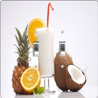 Rikki KnightTM Exotic Pina Colada Drink Design Double Toggle Light Switch Plate   Wall Plates  