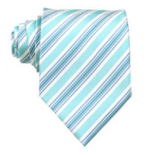 D.berite Men's Striped Tie Silk Neckties Length 58" Light Blue Silvery Gray Clothing
