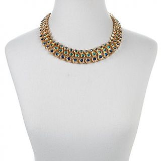 JENI Fashion Jewelry Blue Crystal Goldtone Geometric Station 17 1/4" Necklace
