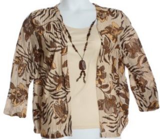 Alfred Dunner Women's African Queen 3/4 Sleeve Swirl Print Cardigan And Tank