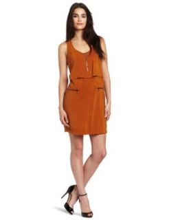 Kenneth Cole New York Women's Double Layer Dress, Maple, Small