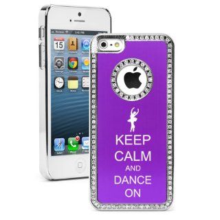 Apple iPhone 5c Purple CS740 Rhinestone Crystal Bling Aluminum Plated Hard Case Cover Keep Calm and Dance On Cell Phones & Accessories