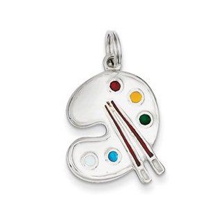 Enameled Painting Palette Charm Sterling Silver Enameled Painting Palette Charm Jewelry