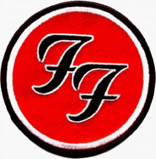 Foo Fighters   Round FF Logo, Black, White & Red   Embroidered Iron On or Sew On Patch Clothing
