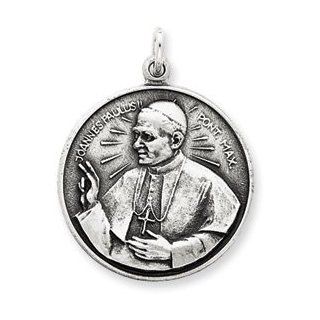 Sterling Silver Antiqued Pope John Paul II Medal Jewelry