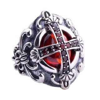 CET Domain SZ15 1266 10 Ruby Red Zirconium Gemstone Ring .925 Silver Jewelry Cool for Mens Fashion Size 10 CET Domain Jewelry