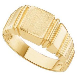 14k Yellow Gold Men's Square Signet Ring Jewelry