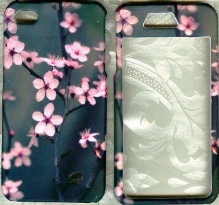Gray pink flower case hard cover apple iPhone 4 4S 16GB 32GB Cell Phones & Accessories