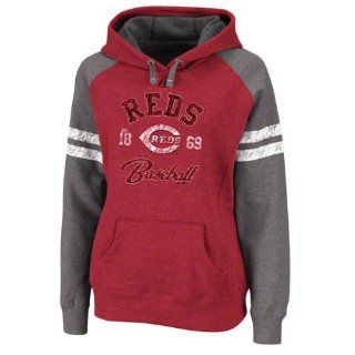 Cincinnati Reds Women's Red Raglan Ruby Hooded Sweatshirt Sports & Outdoors