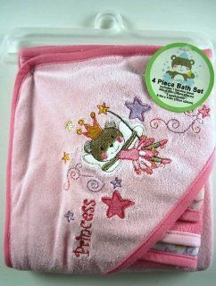 PINK Princess Hooded Towel & Washcloths Baby Bath Set  Rapunzel Baby Doll  Baby