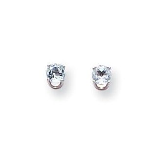 14k White Gold 4mm Aquamarine Stud Earrings XBE123 Jewelry