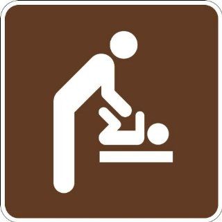 Tapco RS 137 High Intensity Prismatic Square National Park Service Sign, Legend "Baby Changing Station, Men's Room (Symbol)", 12" Width x 12" Height, Aluminum, Brown on White