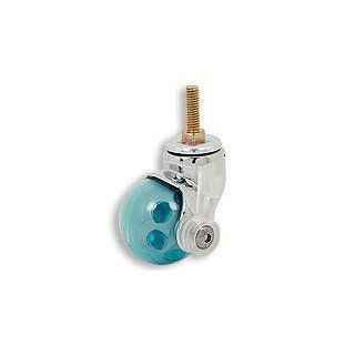 Cool Casters   Ball Wheel Caster, Clear / Teal Wheel, Chrome Yoke, Threaded Stem, With Brake   Item #175 50 TEA CH TS WB Plate Casters