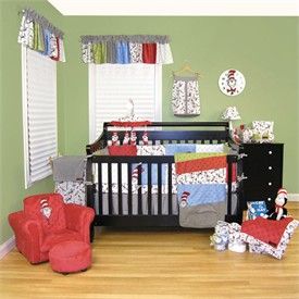 Dr. Seuss Cat in the Hat 4 Piece Bedding Set by Trend Lab   Dr Seuss Bedding   Baby Boy Crib Bedding